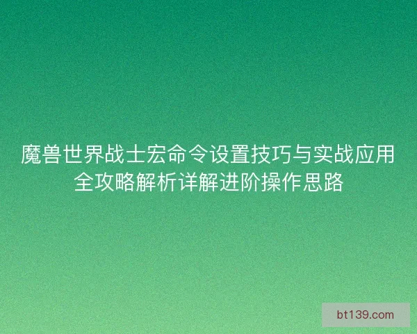 魔兽世界战士宏命令设置技巧与实战应用全攻略解析详解进阶操作思路